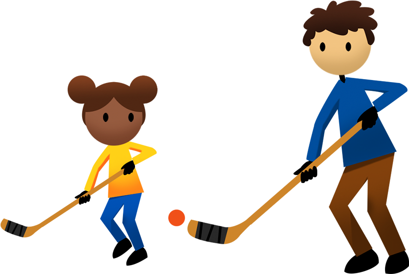 clipart showing kids playing street hockey